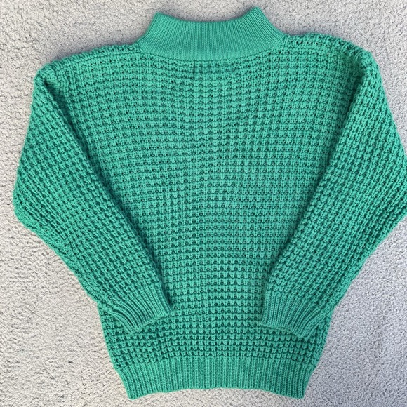 Vintage 90s Magnet Sweater Knit Ski Retro Grandpa Core Sweatshirt Teal Small - Picture 3 of 5